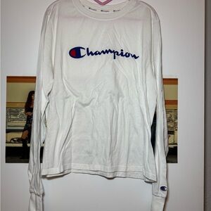 White Champion long sleeve shirt, sized L
